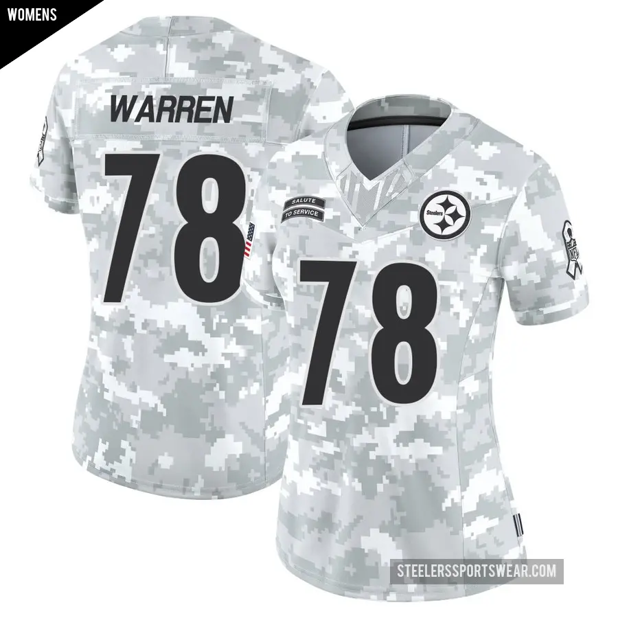 Women's Pittsburgh Steelers ＃78 Gareth Warren Arctic Camo Limited 2024 Salute to Service Jersey