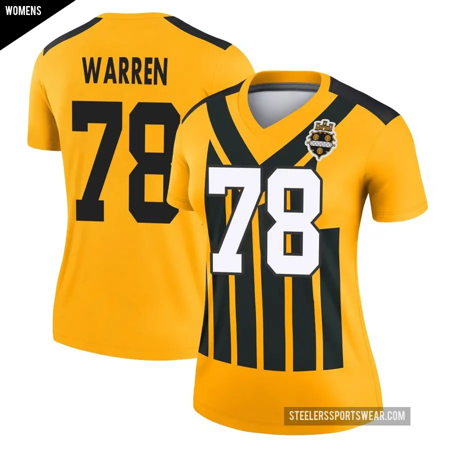 Women's Pittsburgh Steelers ＃78 Gareth Warren Gold Legend Alternate 1933 Throwback Performance Jersey