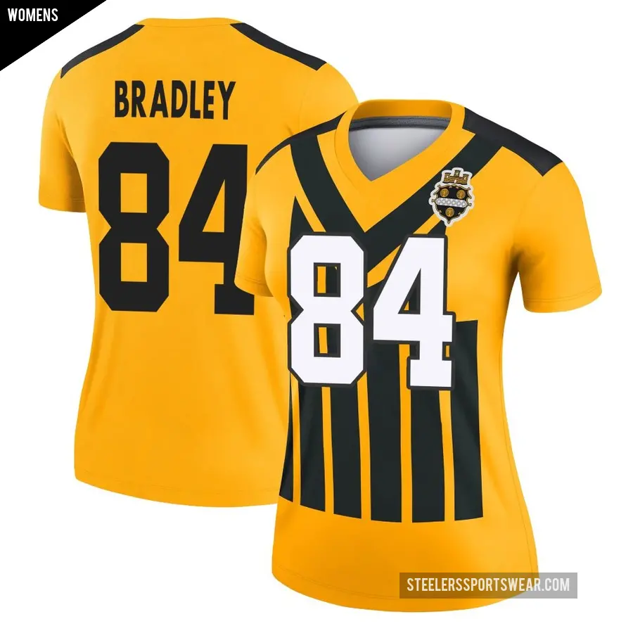 Women's Pittsburgh Steelers ＃84 Ja'Marcus Bradley Gold Legend Alternate 1933 Throwback Performance Jersey
