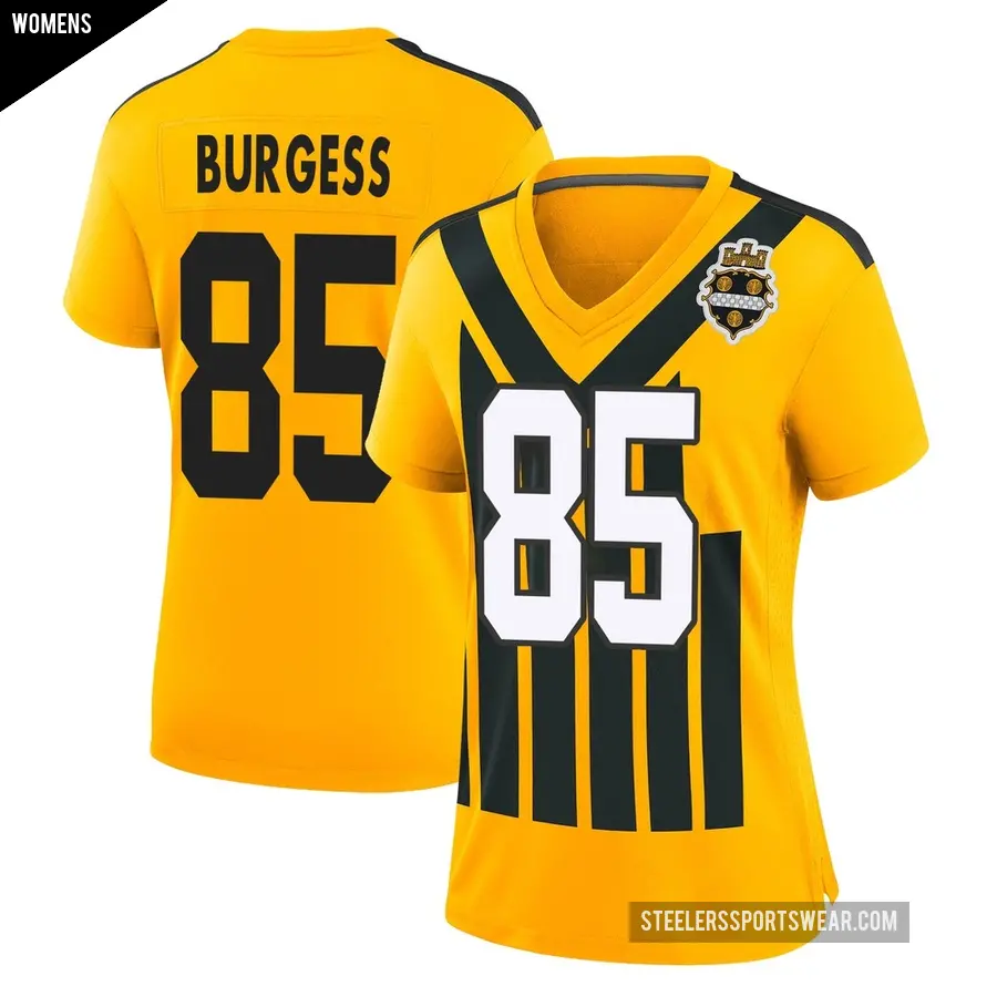 Women's Pittsburgh Steelers ＃85 Cole Burgess Gold Game Alternate 1933 Throwback Jersey