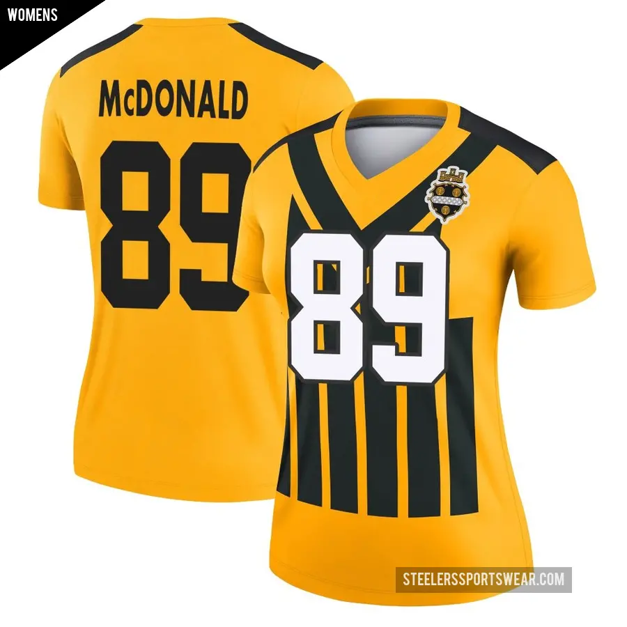Women's Pittsburgh Steelers ＃89 Vance McDonald Gold Legend Alternate 1933 Throwback Performance Jersey