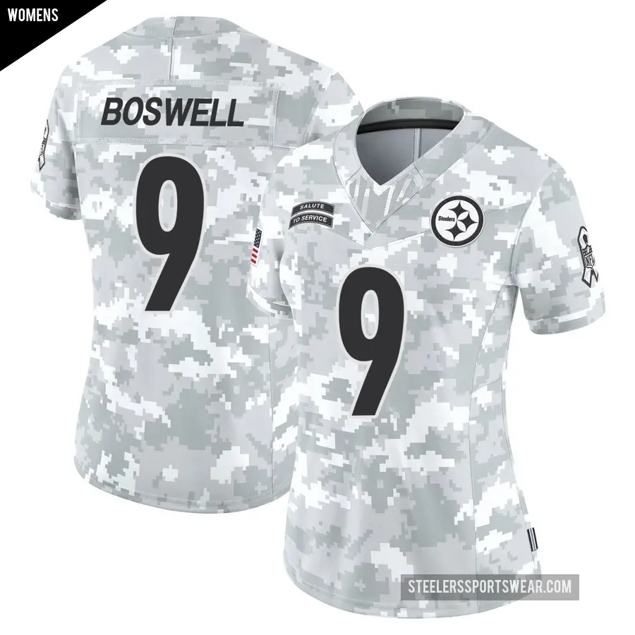 Women's Pittsburgh Steelers ＃9 Chris Boswell Arctic Camo Limited 2024 Salute to Service Jersey