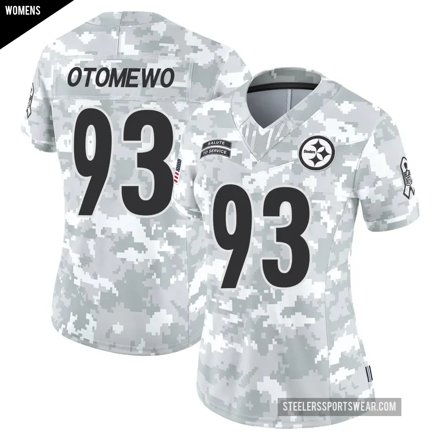 Women's Pittsburgh Steelers ＃93 Esezi Otomewo Arctic Camo Limited 2024 Salute to Service Jersey