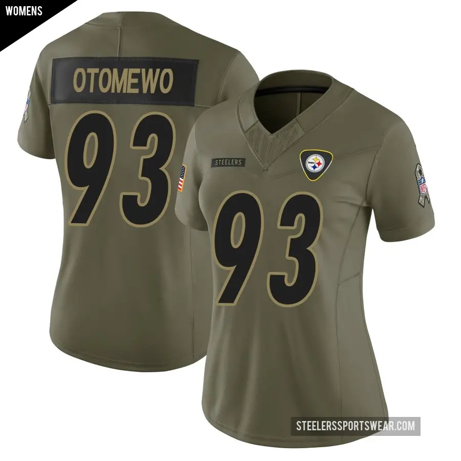 Women's Pittsburgh Steelers ＃93 Esezi Otomewo Olive Limited 2025 Salute to Service Jersey