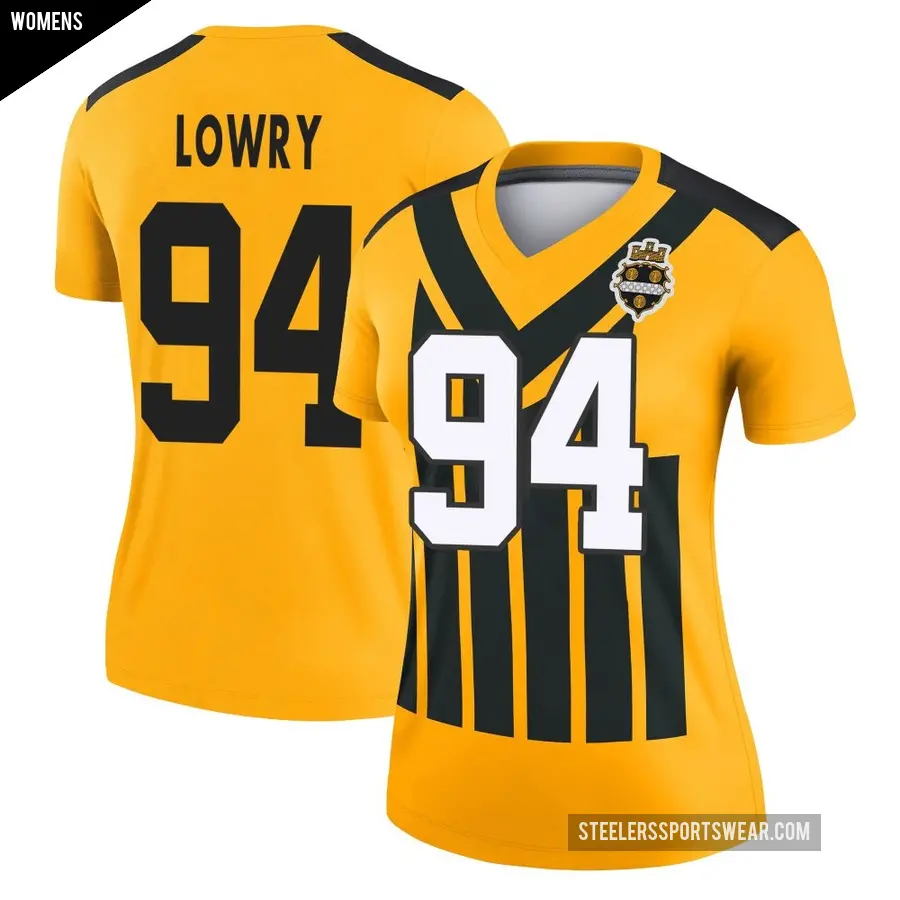 Women's Pittsburgh Steelers ＃94 Dean Lowry Gold Legend Alternate 1933 Throwback Performance Jersey