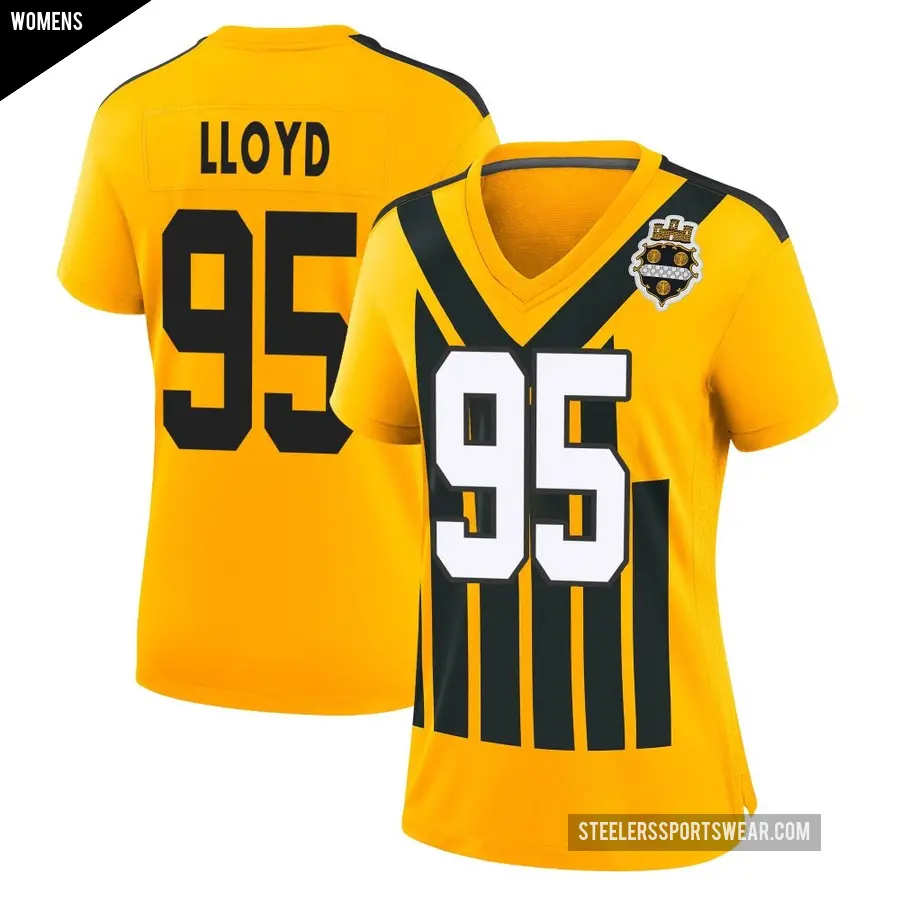 Women's Pittsburgh Steelers ＃95 Greg Lloyd Gold Game Alternate 1933 Throwback Jersey