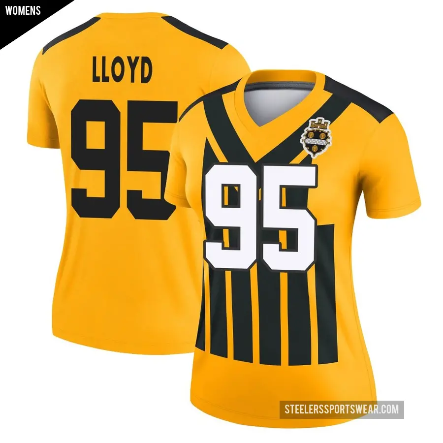 Women's Pittsburgh Steelers ＃95 Greg Lloyd Gold Legend Alternate 1933 Throwback Performance Jersey