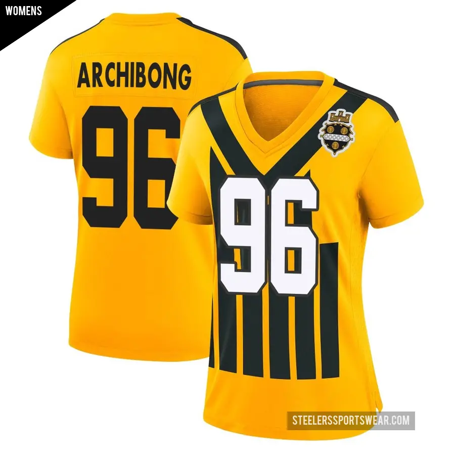 Women's Pittsburgh Steelers ＃96 Daniel Archibong Gold Game Alternate 1933 Throwback Jersey