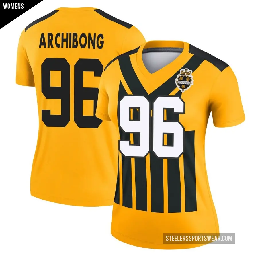 Women's Pittsburgh Steelers ＃96 Daniel Archibong Gold Legend Alternate 1933 Throwback Performance Jersey