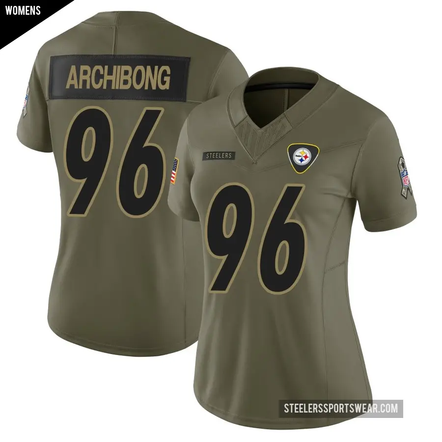 Women's Pittsburgh Steelers ＃96 Daniel Archibong Olive Limited 2025 Salute to Service Jersey