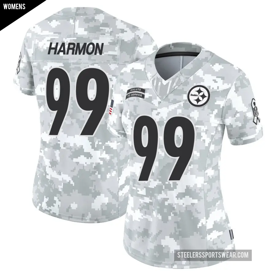 Women's Pittsburgh Steelers ＃99 Derrick Harmon Arctic Camo Limited 2024 Salute to Service Jersey