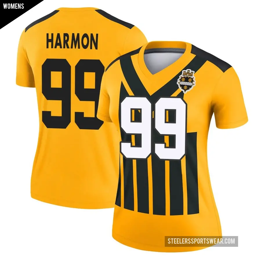 Women's Pittsburgh Steelers ＃99 Derrick Harmon Gold Legend Alternate 1933 Throwback Performance Jersey