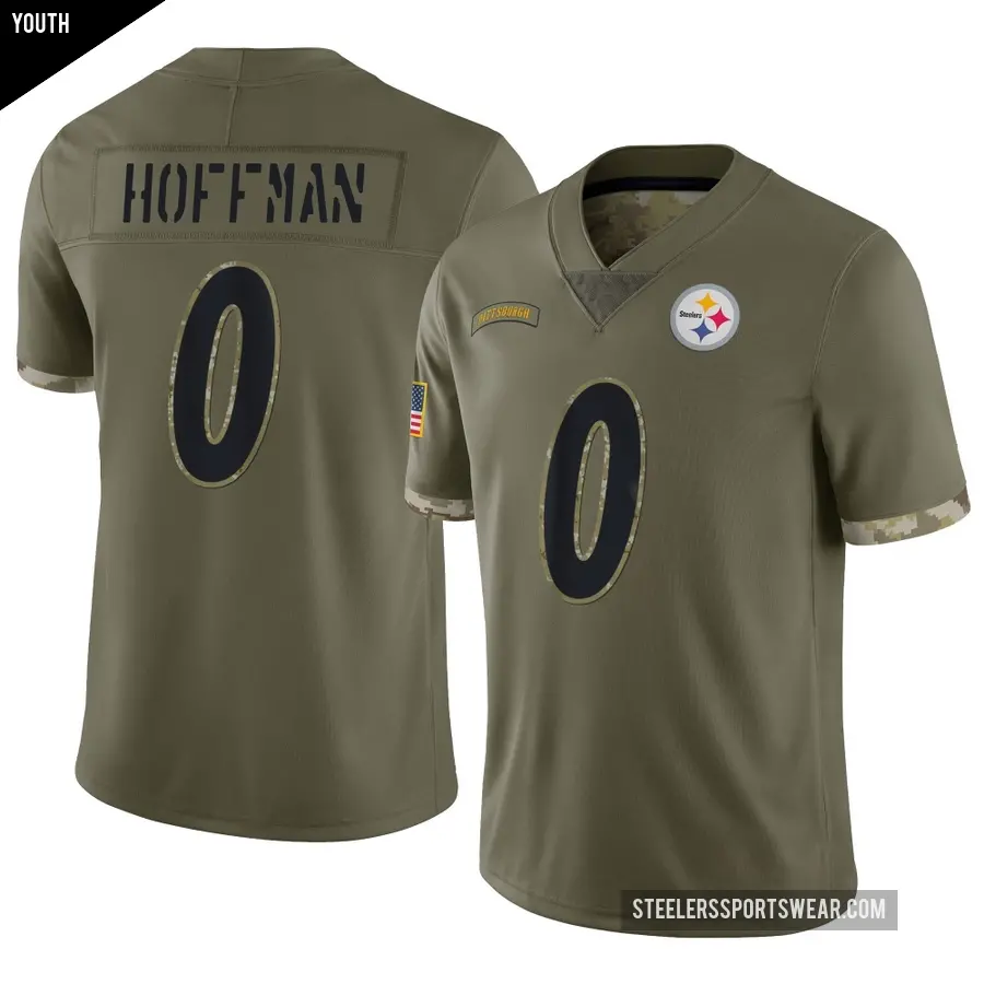 Youth Pittsburgh Steelers ＃0 Brock Hoffman Olive Limited 2022 Salute To Service Jersey
