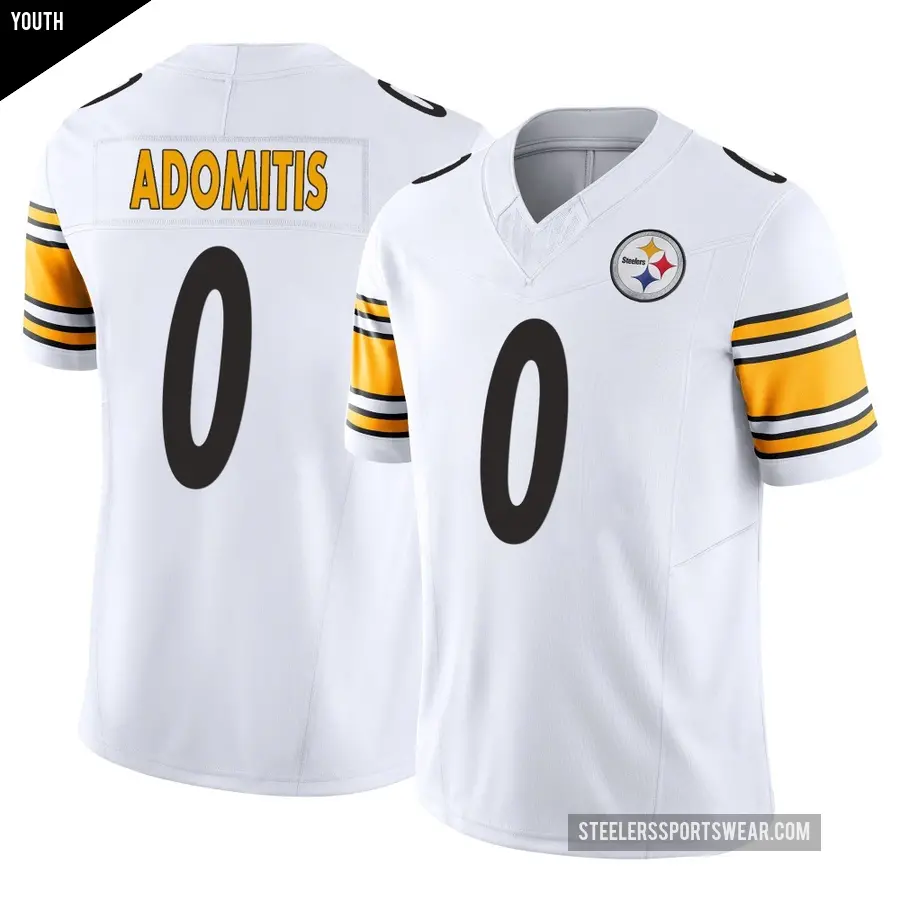 Youth Pittsburgh Steelers ＃0 Cal Adomitis White Limited Vapor F.U.S.E. Jersey