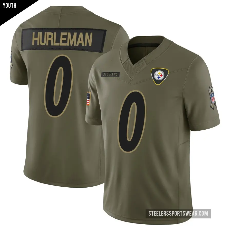 Youth Pittsburgh Steelers ＃0 Max Hurleman Olive Limited 2025 Salute to Service Jersey