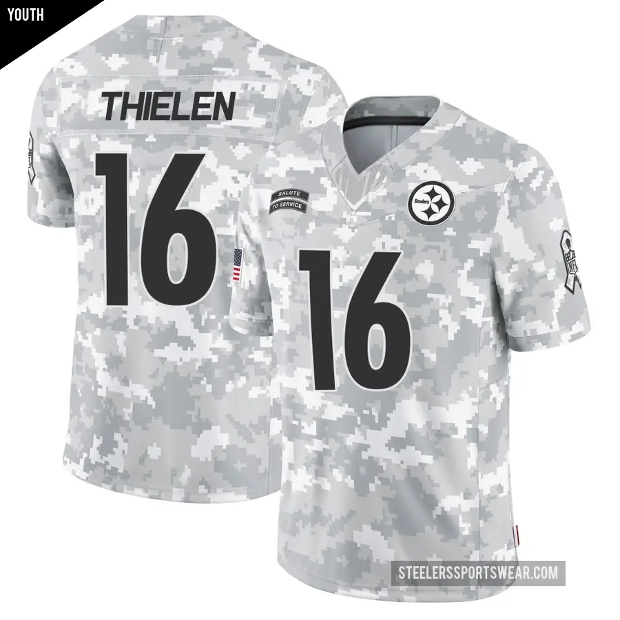 Youth Pittsburgh Steelers ＃16 Adam Thielen Arctic Camo Limited 2024 Salute to Service Jersey