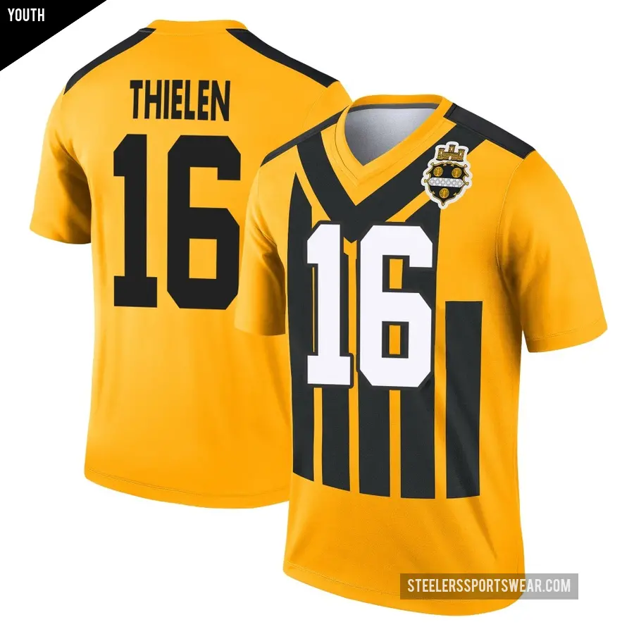 Youth Pittsburgh Steelers ＃16 Adam Thielen Gold Legend Alternate 1933 Throwback Performance Jersey
