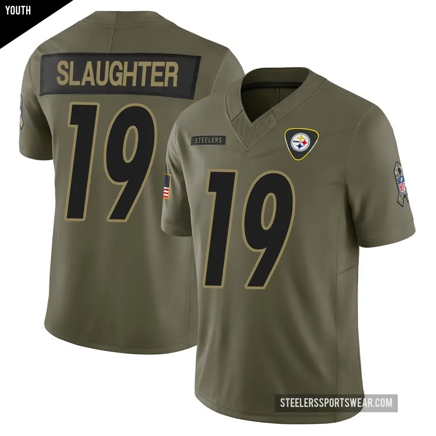 Youth Pittsburgh Steelers ＃19 Doneiko Slaughter Olive Limited 2025 Salute to Service Jersey