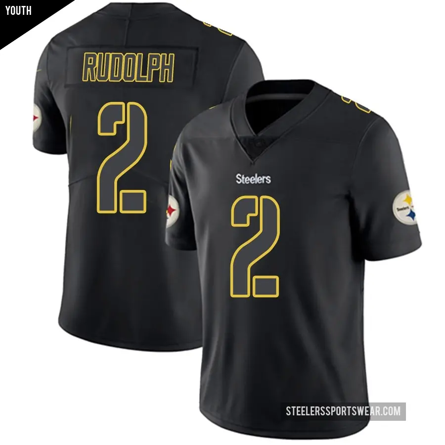Youth Pittsburgh Steelers ＃2 Mason Rudolph Black Impact Limited Jersey