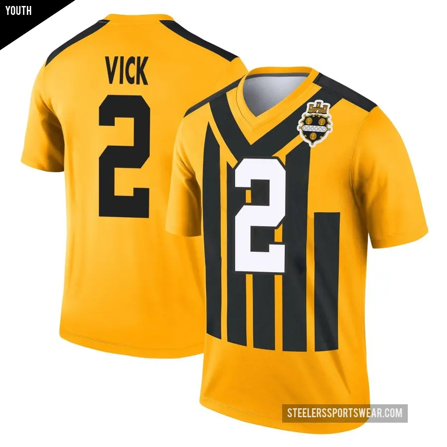Youth Pittsburgh Steelers ＃2 Mike Vick Gold Legend Alternate 1933 Throwback Performance Jersey