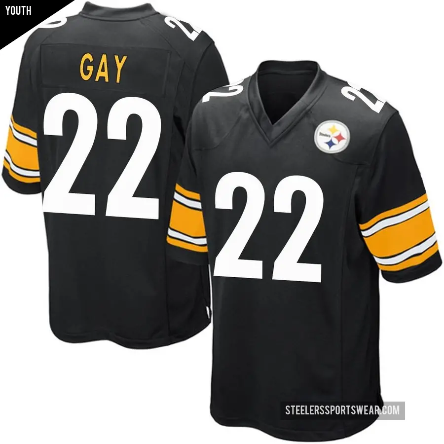 Youth Pittsburgh Steelers ＃22 William Gay Black Game Team Color Jersey