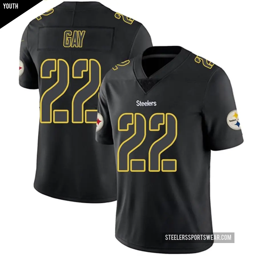 Youth Pittsburgh Steelers ＃22 William Gay Black Impact Limited Jersey