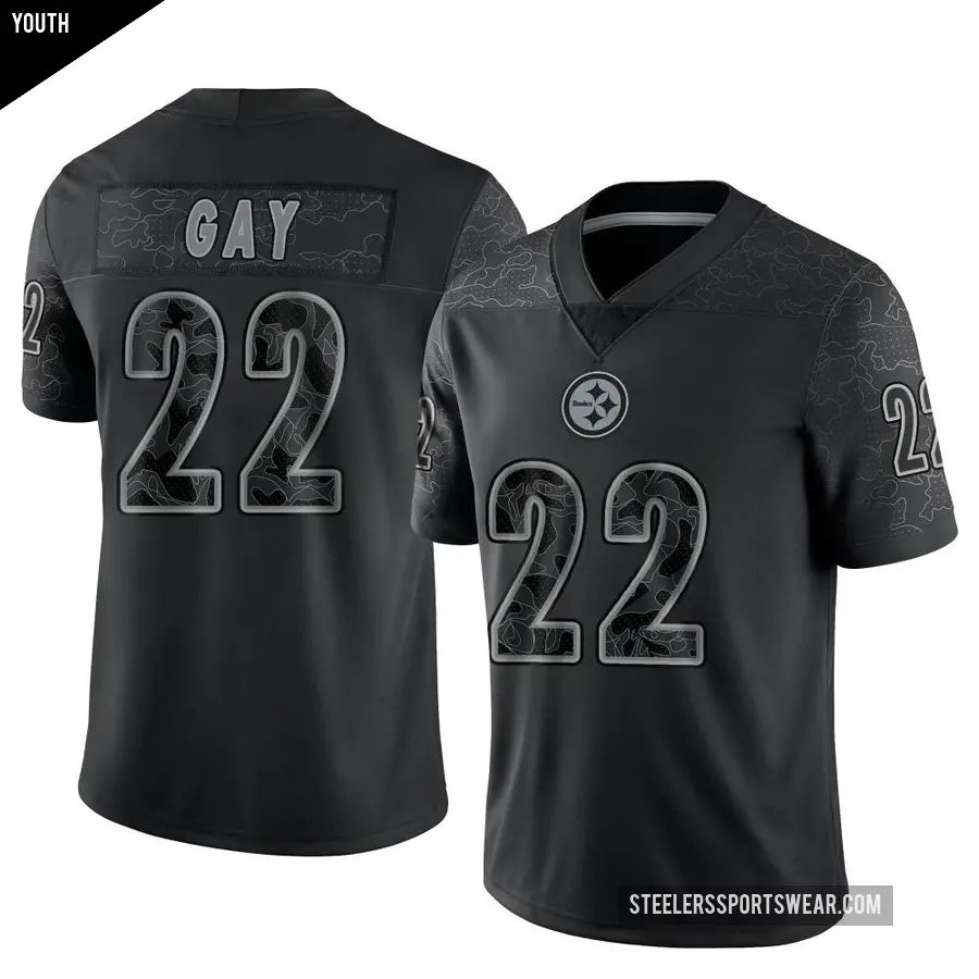 Youth Pittsburgh Steelers ＃22 William Gay Black Limited Reflective Jersey