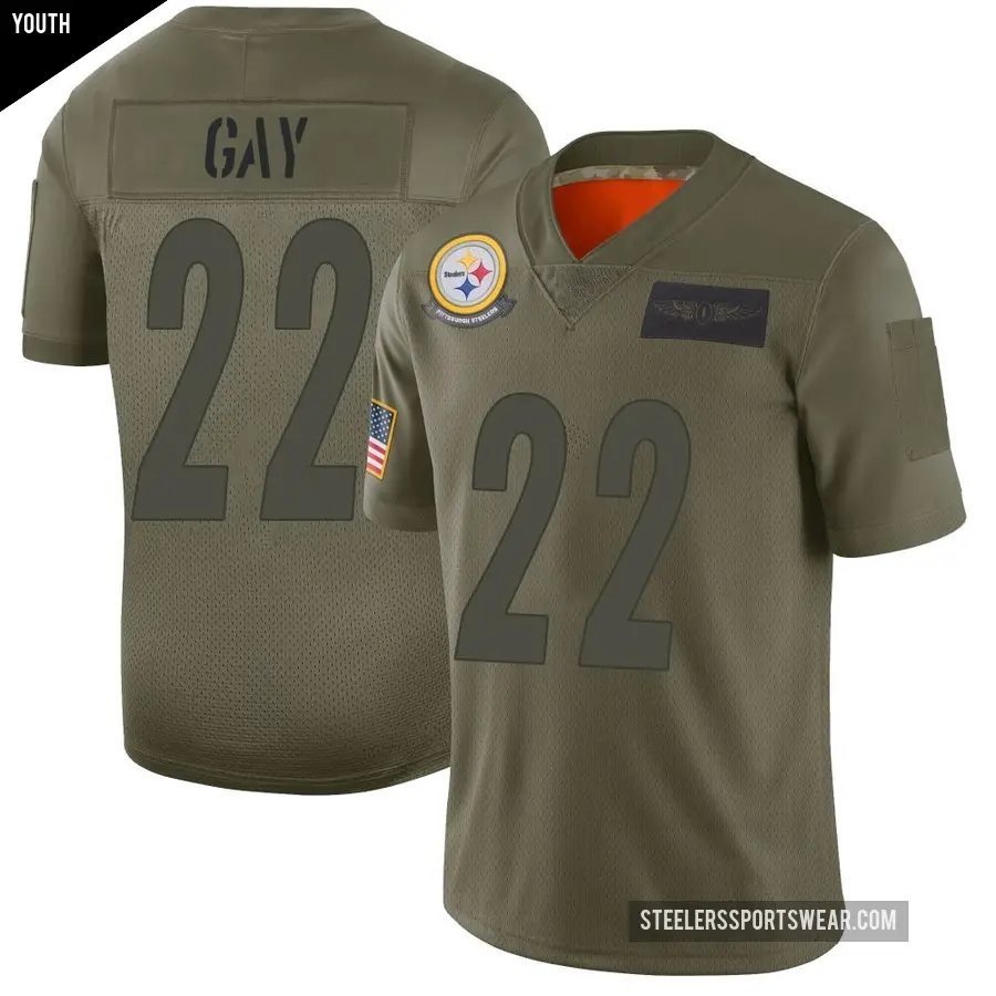 Youth Pittsburgh Steelers ＃22 William Gay Camo Limited 2019 Salute to Service Jersey