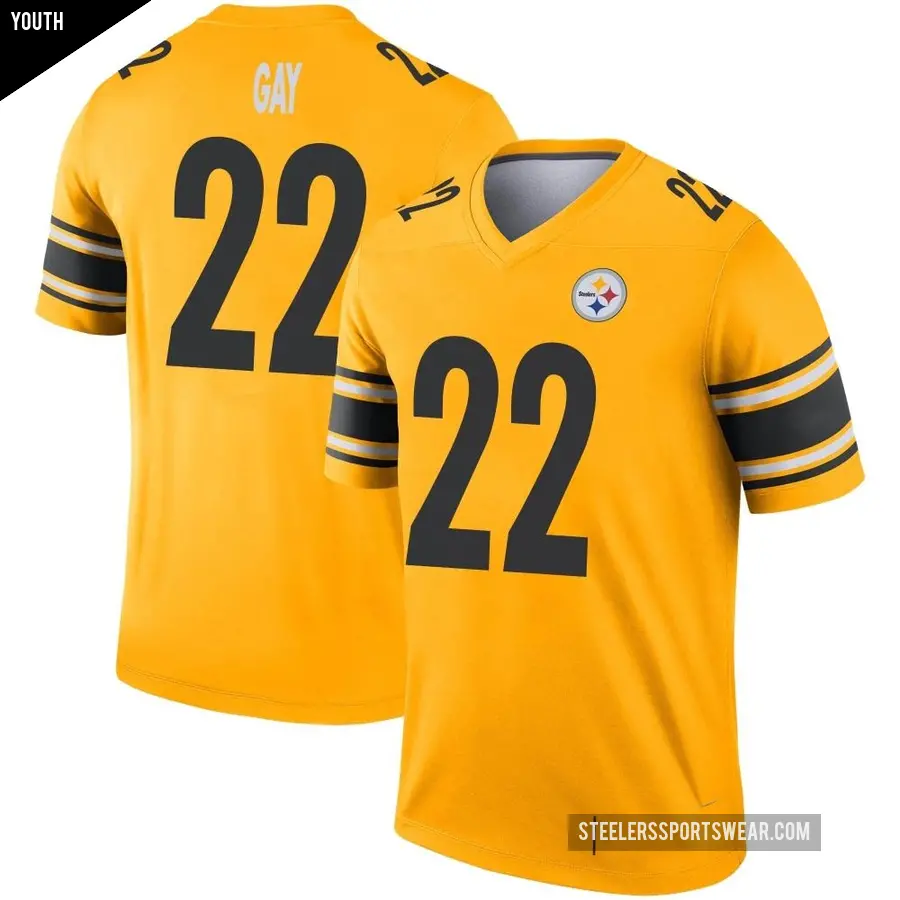 Youth Pittsburgh Steelers ＃22 William Gay Gold Legend Inverted Jersey