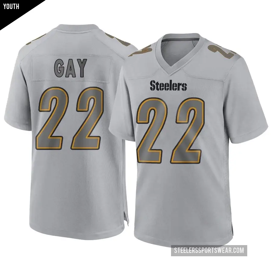 Youth Pittsburgh Steelers ＃22 William Gay Gray Game Atmosphere Fashion Jersey