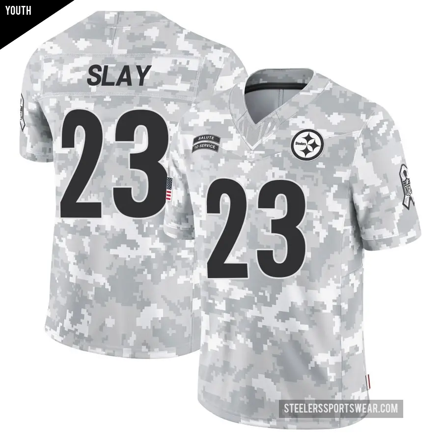 Youth Pittsburgh Steelers ＃23 Darius Slay Arctic Camo Limited 2024 Salute to Service Jersey