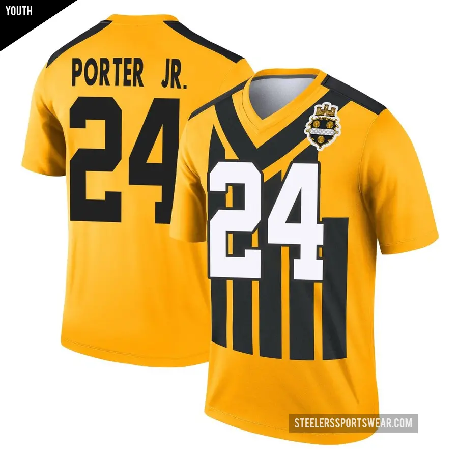 Youth Pittsburgh Steelers ＃24 Joey Porter Jr. Gold Legend Alternate 1933 Throwback Performance Jersey