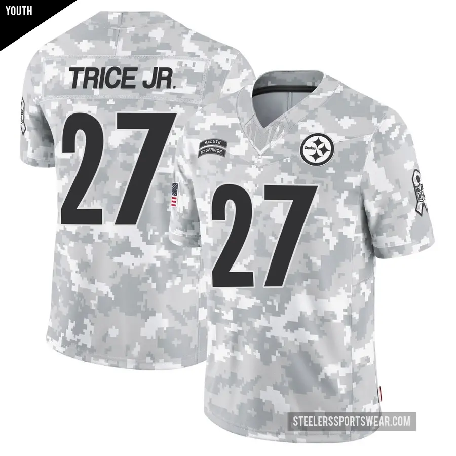 Youth Pittsburgh Steelers ＃27 Cory Trice Jr. Arctic Camo Limited 2024 Salute to Service Jersey