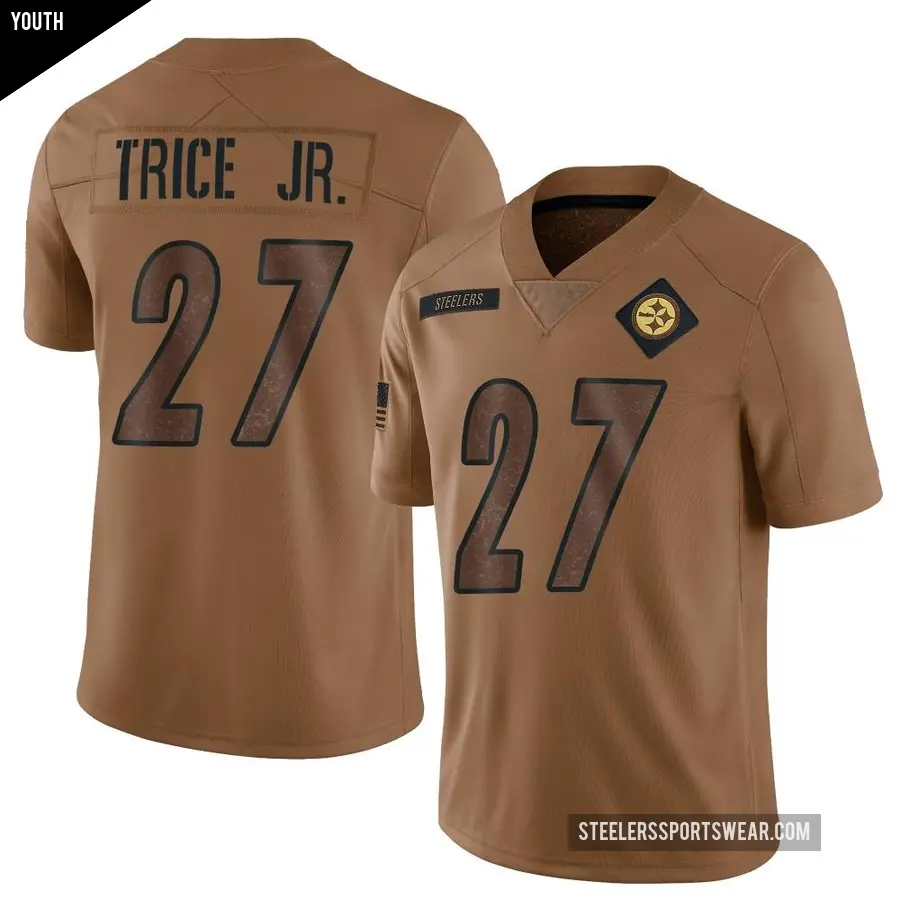 Youth Pittsburgh Steelers ＃27 Cory Trice Jr. Brown Limited 2023 Salute To Service Jersey