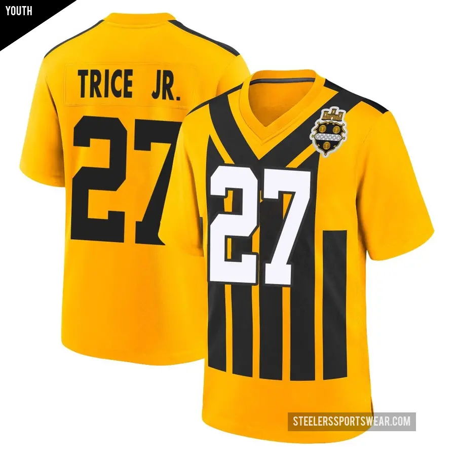 Youth Pittsburgh Steelers ＃27 Cory Trice Jr. Gold Game Alternate 1933 Throwback Jersey