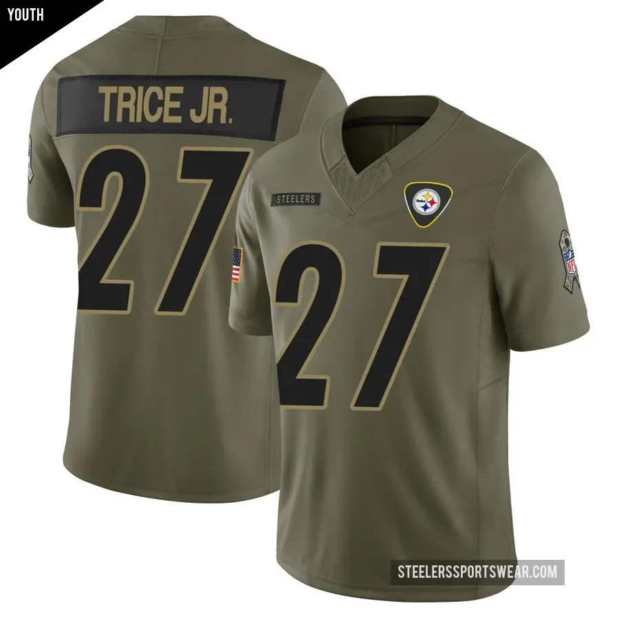Youth Pittsburgh Steelers ＃27 Cory Trice Jr. Olive Limited 2025 Salute to Service Jersey