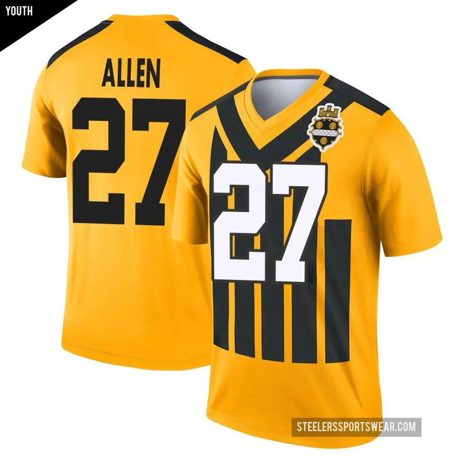 Youth Pittsburgh Steelers ＃27 Marcus Allen Gold Legend Alternate 1933 Throwback Performance Jersey