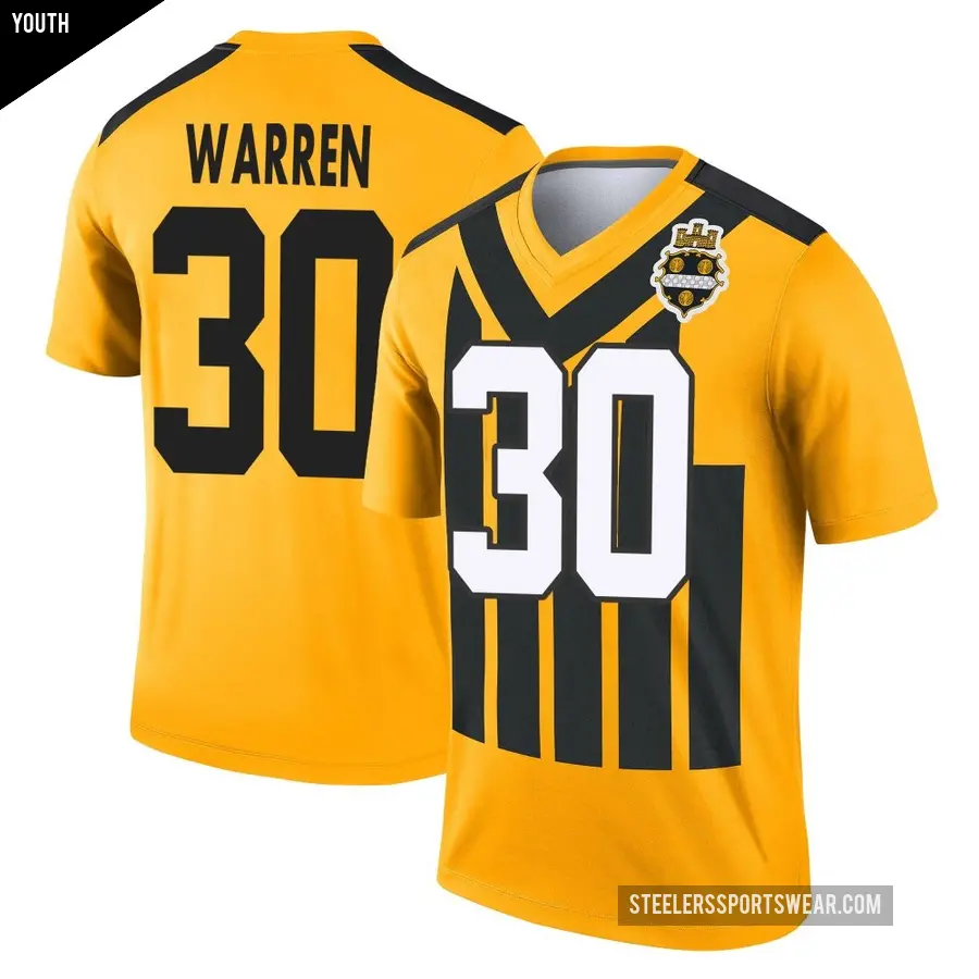 Youth Pittsburgh Steelers ＃30 Jaylen Warren Gold Legend Alternate 1933 Throwback Performance Jersey