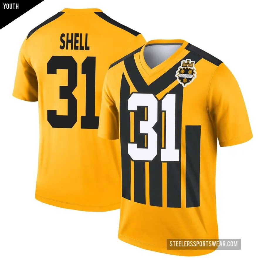 Youth Pittsburgh Steelers ＃31 Donnie Shell Gold Legend Alternate 1933 Throwback Performance Jersey