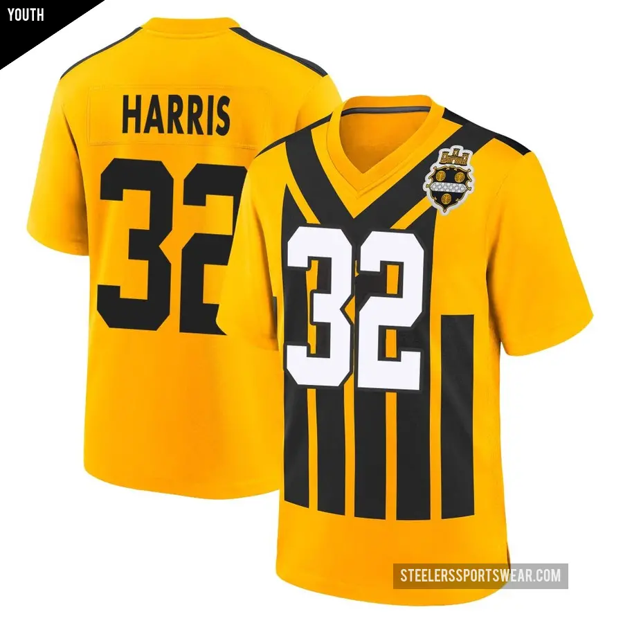 Youth Pittsburgh Steelers ＃32 Franco Harris Gold Game Alternate 1933 Throwback Jersey