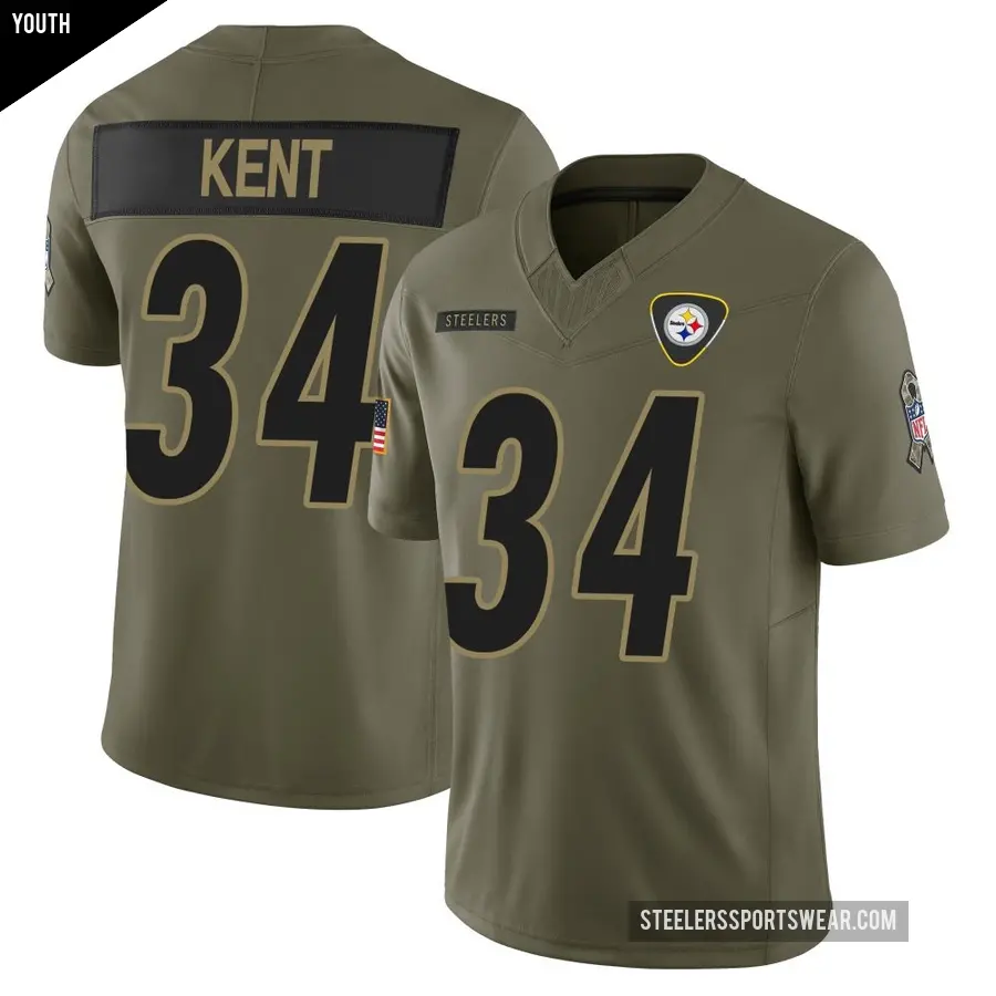 Youth Pittsburgh Steelers ＃34 Donte Kent Olive Limited 2025 Salute to Service Jersey