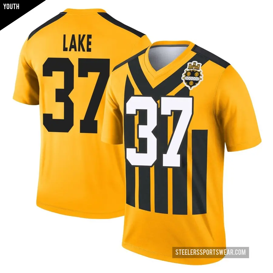 Youth Pittsburgh Steelers ＃37 Carnell Lake Gold Legend Alternate 1933 Throwback Performance Jersey