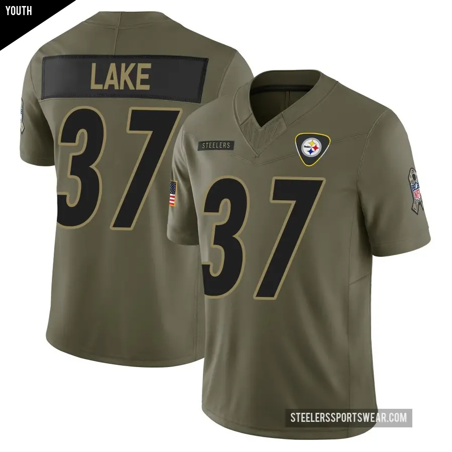 Youth Pittsburgh Steelers ＃37 Carnell Lake Olive Limited 2025 Salute to Service Jersey