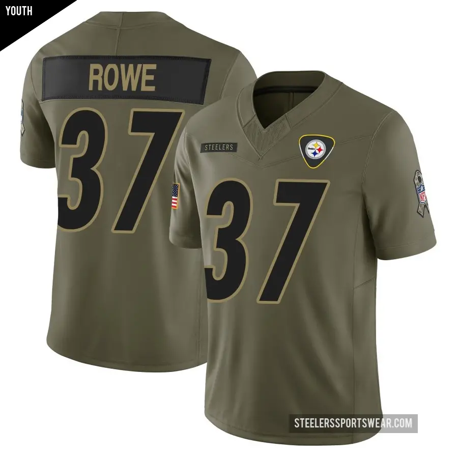Youth Pittsburgh Steelers ＃37 Eric Rowe Olive Limited 2025 Salute to Service Jersey