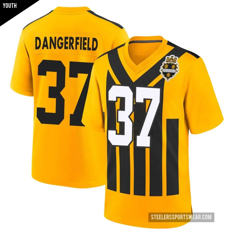 Youth Pittsburgh Steelers ＃37 Jordan Dangerfield Gold Game Alternate 1933 Throwback Jersey