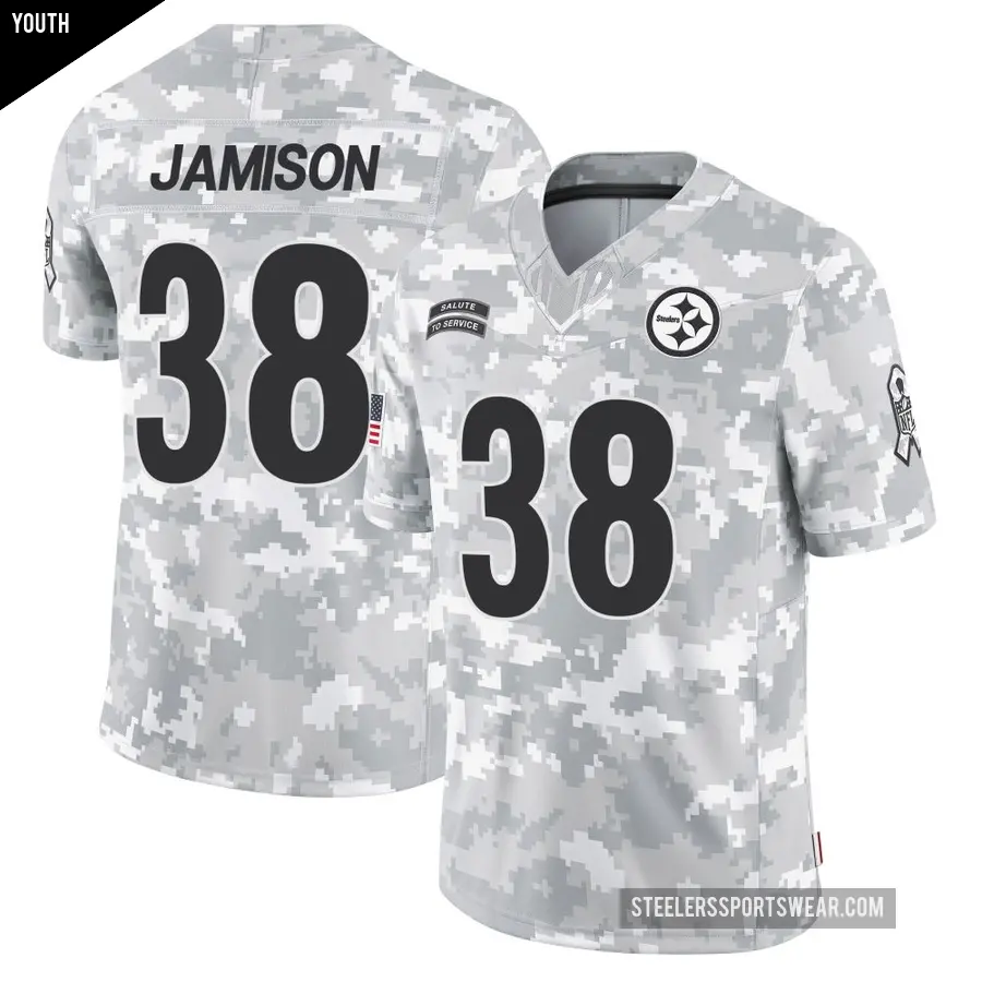 Youth Pittsburgh Steelers ＃38 D'Shawn Jamison Arctic Camo Limited 2024 Salute to Service Jersey