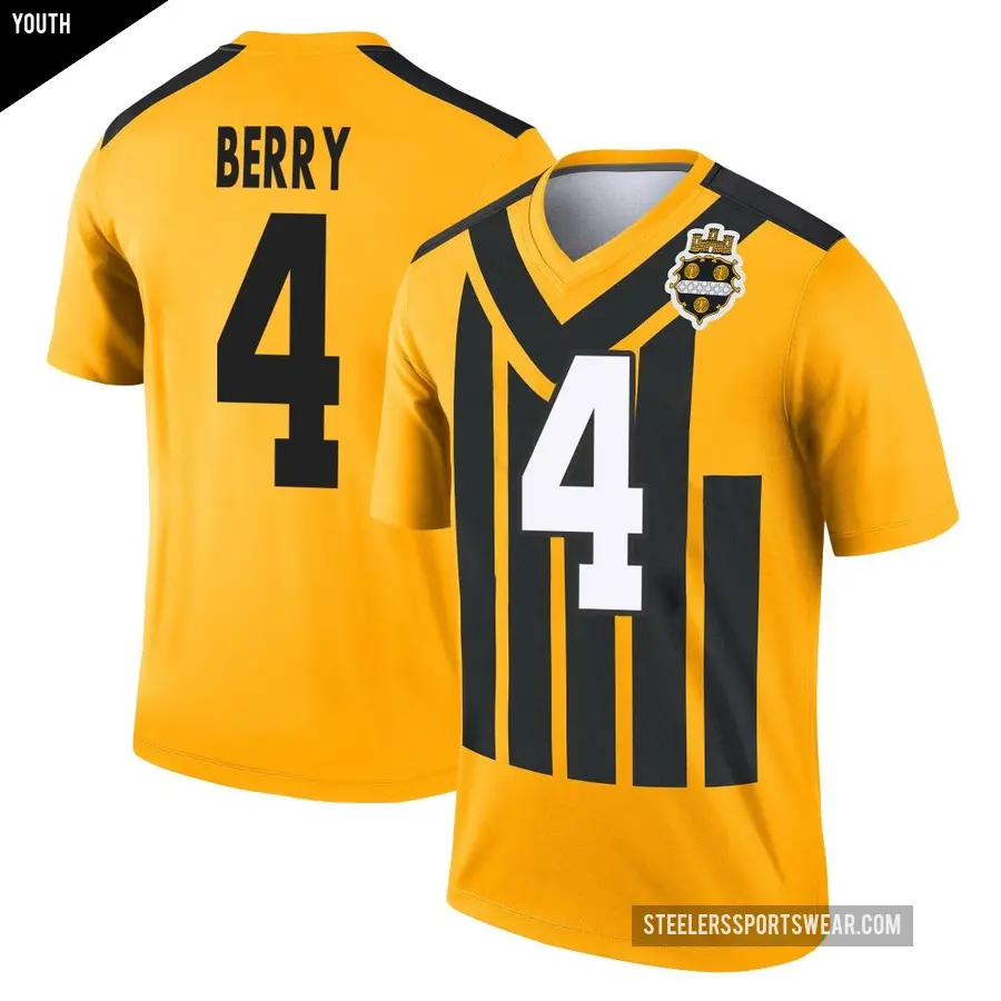 Youth Pittsburgh Steelers ＃4 Jordan Berry Gold Legend Alternate 1933 Throwback Performance Jersey