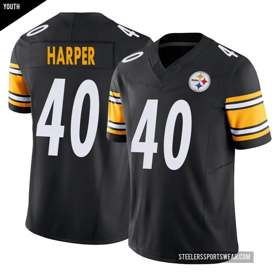 Youth Pittsburgh Steelers ＃40 Devin Harper Black Limited Vapor F.U.S.E. Jersey