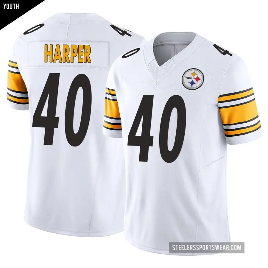 Youth Pittsburgh Steelers ＃40 Devin Harper White Limited Vapor F.U.S.E. Jersey