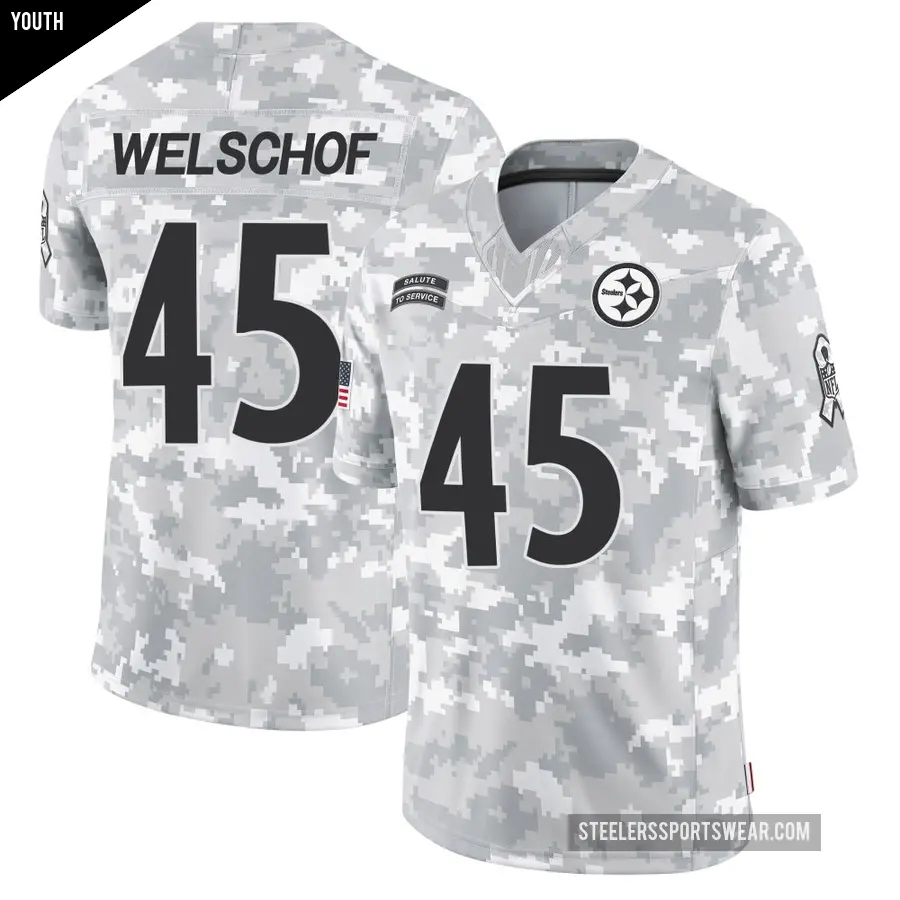Youth Pittsburgh Steelers ＃45 Julius Welschof Arctic Camo Limited 2024 Salute to Service Jersey